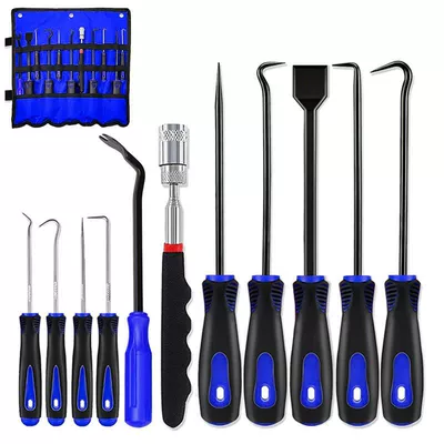 Mühərrik tənzimləmə alətləri Cross-Border Hot-Selling In-Stock 4-Piece/9-Piece/11-Piece/13-Piece/17-Piece - dark-blue-11-piece-set-with-straight-stone-detector-oxford-storage-roll-bag