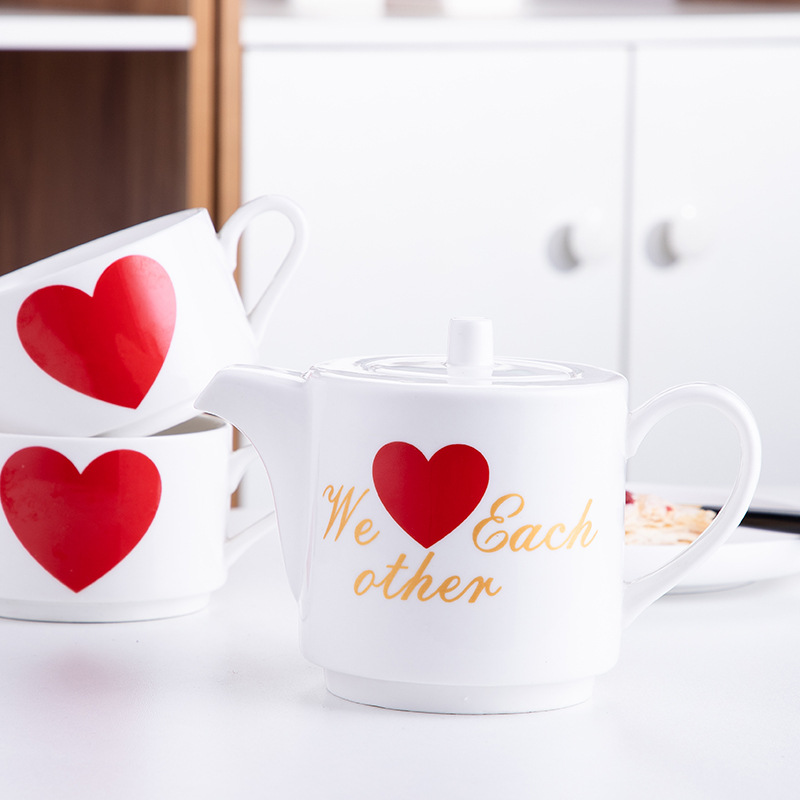 Pareja creativa taza de agua de cerámica flor tetera traje taza de café una olla dos tazas se puede utilizar como logotipo regalo