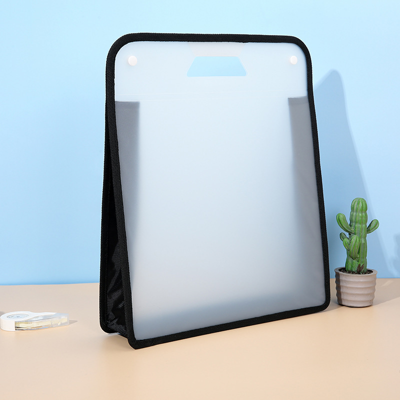 Amazon bolsa de almacenamiento de gran capacidad Oxford Borde de tela bolsa de archivo portátil estudiante Snap esmerilado prueba bolsa de papel al por mayor