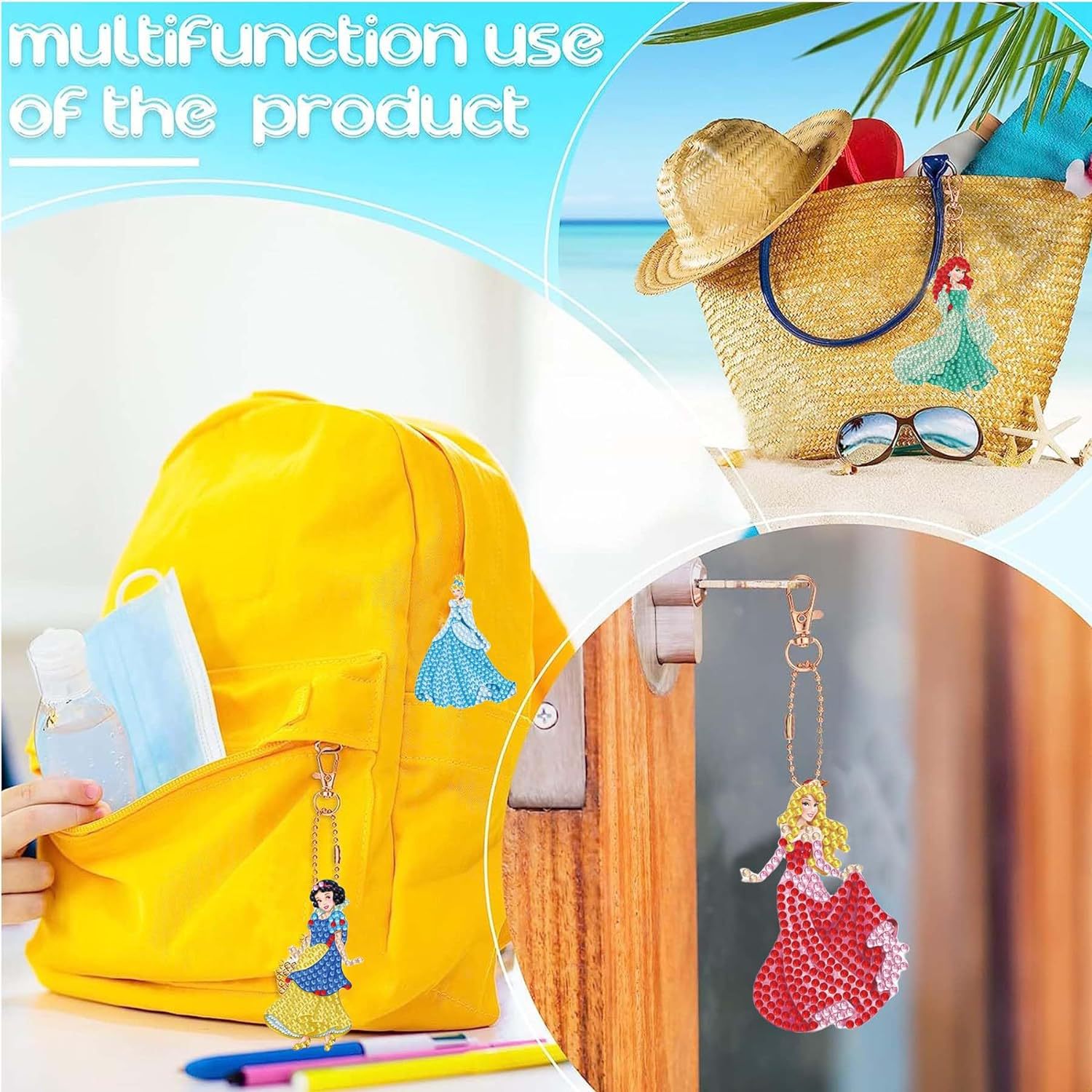 Llavero de pintura de diamantes transfronterizo con diamantes, colgante para bolso de manualidades DIY, decoraciones hechas a mano para niños, colgante de pintura al óleo