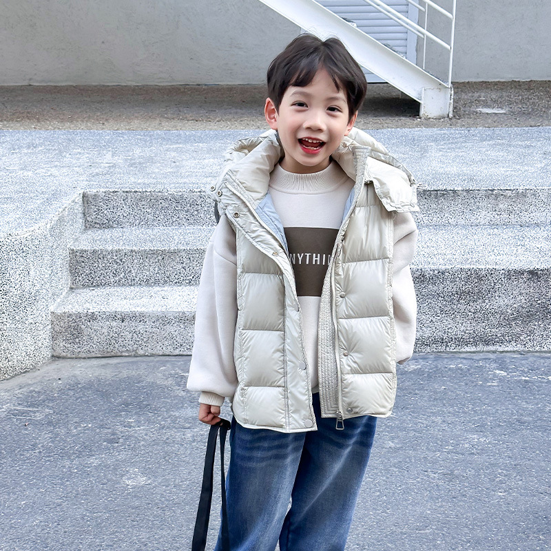 Ropa infantil para niños chaleco de pluma 90 blancos de invierno 2025, nuevo chaleco de aire extranjero para niños de mediana edad, abrigo cálido image 8