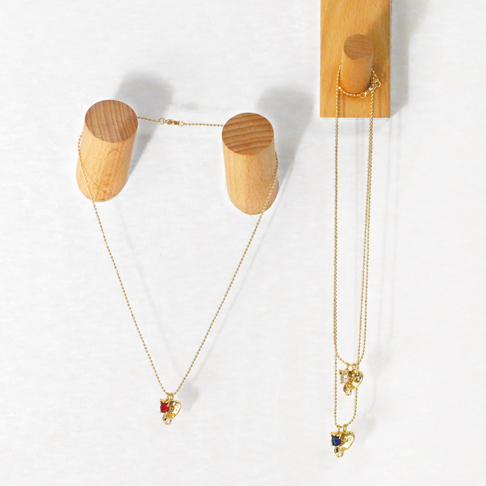 Fashion Cute Cat Heart Pendant Clavicle Chain Necklace Wholesale