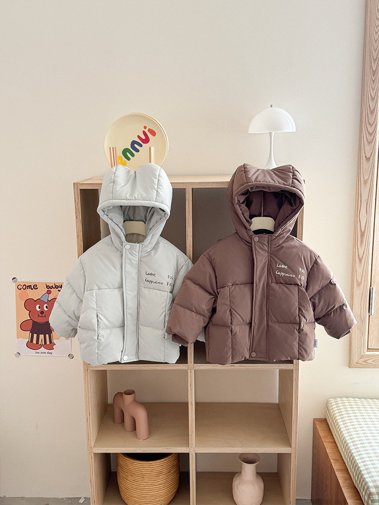 Children's winter long keep warm down jacket to go out