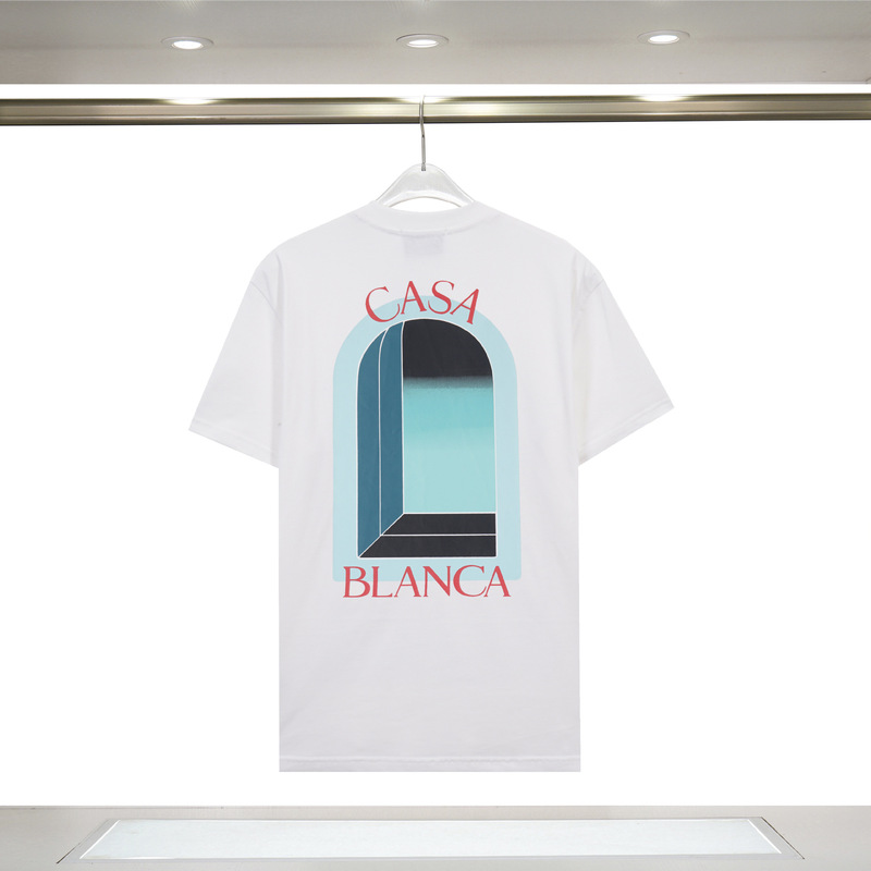 カサブランカ トレンド 半袖 夏新作 グリーン 三角文字 CASA テニスコート プリント Tシャツ|undefined