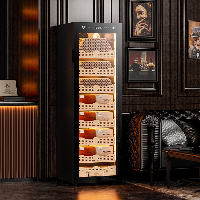 Qielong 168C Cigar Cabinet Cedar Wood Constant Temperature and Humidity Cabinet Compressor Household Wine Cabinet Refrigerator