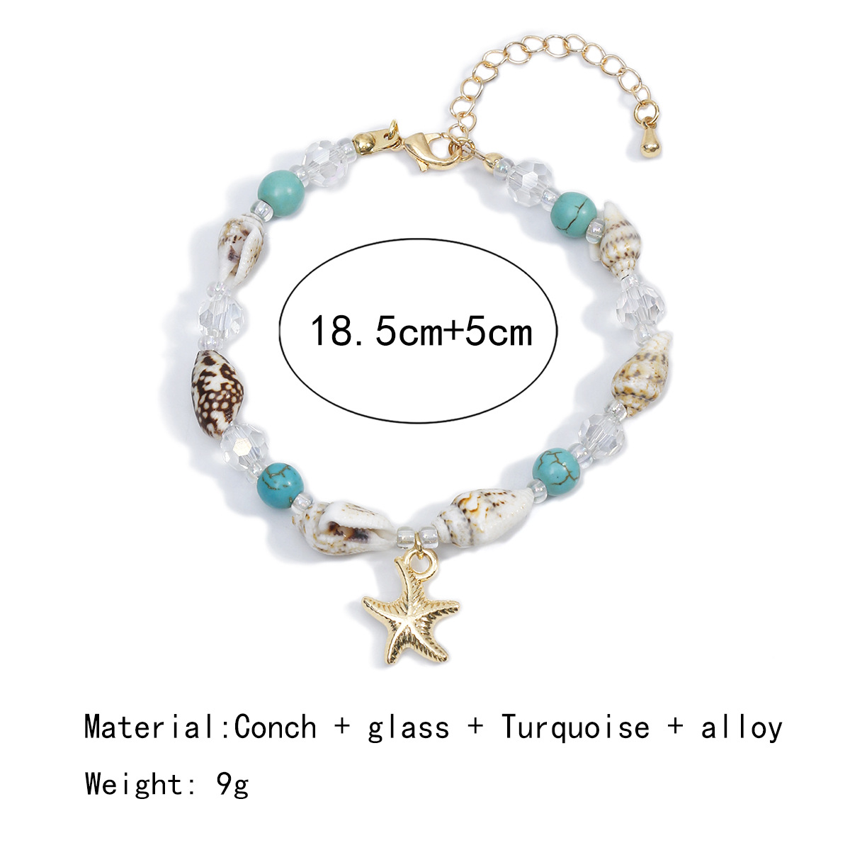 Beach Starfish Conch Alloy Turquoise Glass Beaded Women's Bracelets display picture 1