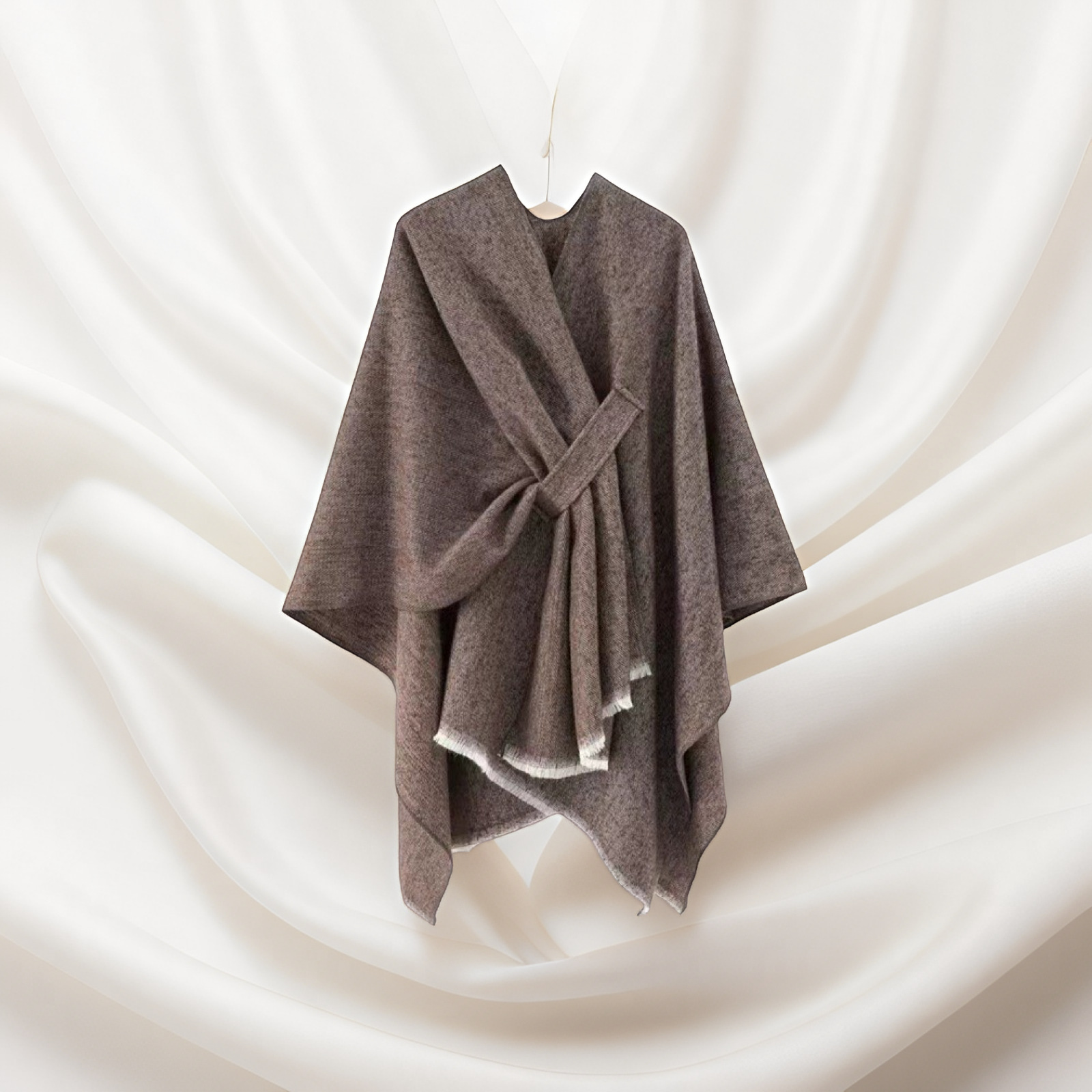 Capa de punto de imitación de cachemira de alta gama, estilo étnico, color sólido, a rayas, chal liso, capa decorativa