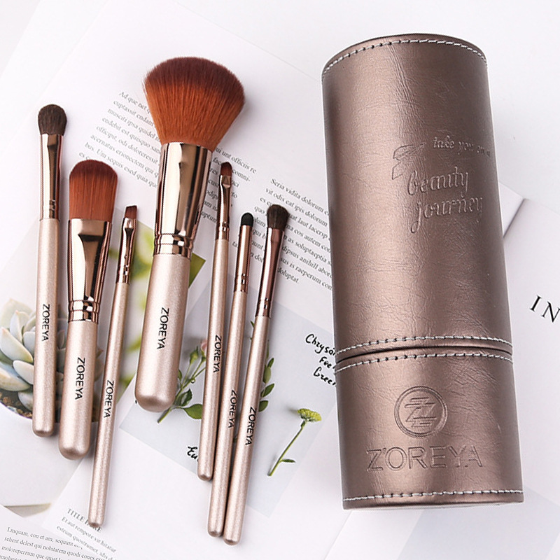 Fábrica personalizada profesional 12 conjuntos de cepillo de maquillaje de cuero PU barril de almacenamiento herramientas de maquillaje completo logotipo de etiqueta impresa