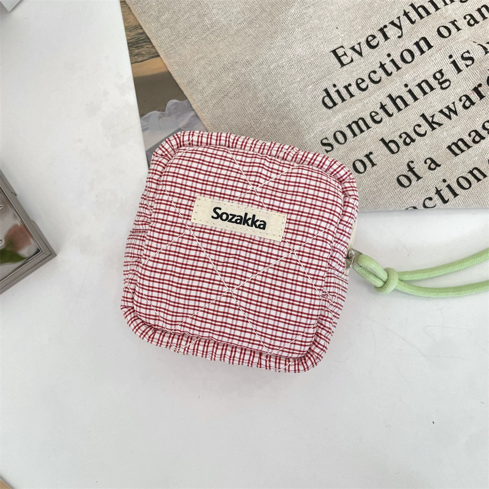 Стеганый маленький кошелек/косметичка/ключница (Sozakka) — компактный 9.5×5×9.5 см