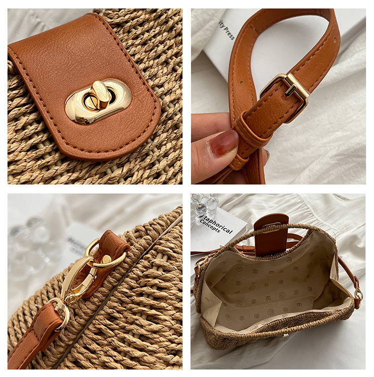 Women's Medium Summer Straw Fashion Handbag display picture 4