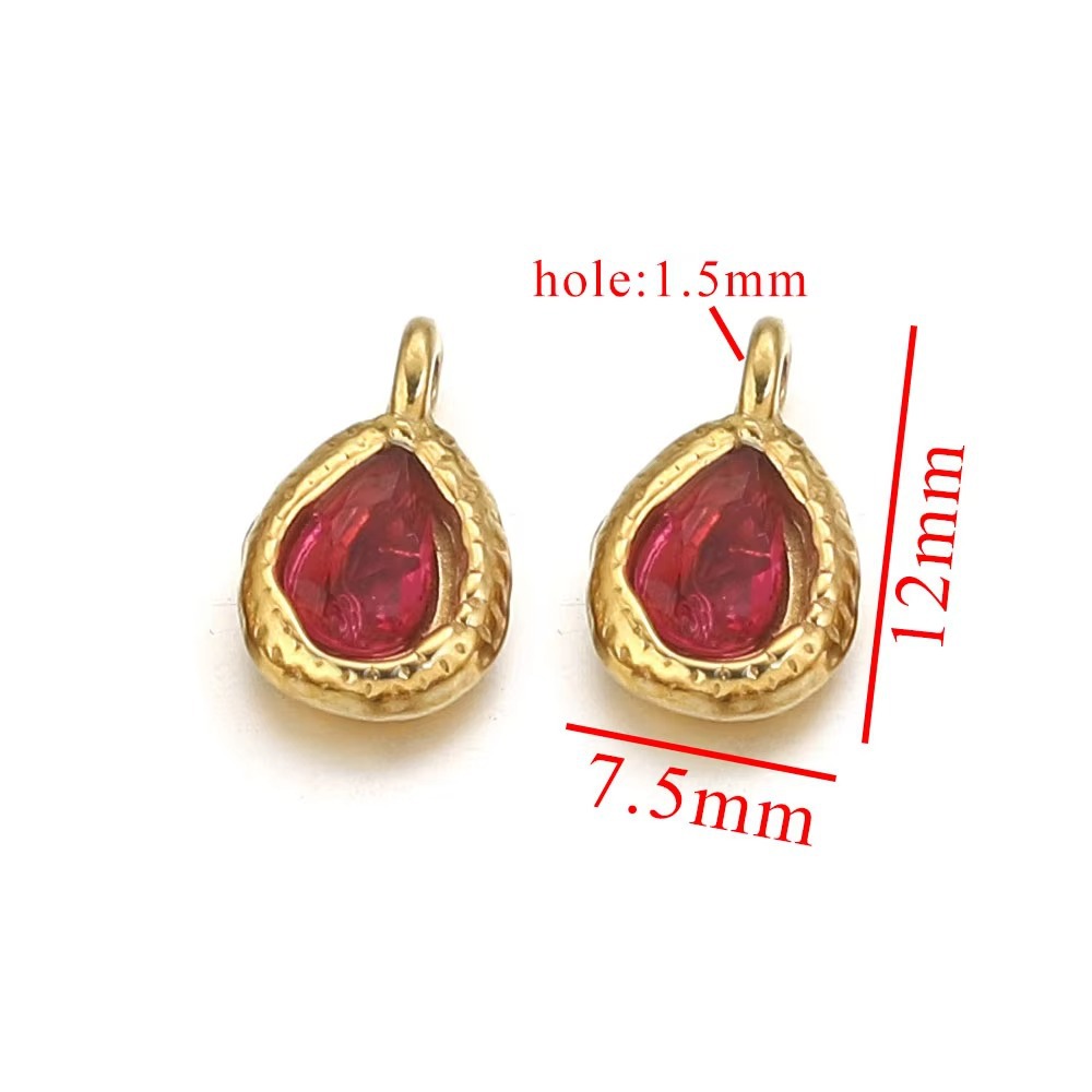 Acero inoxidable vidrio cristal colgante gotas de agua gemas de color colgante de acero titanio accesorios de joyería DIY