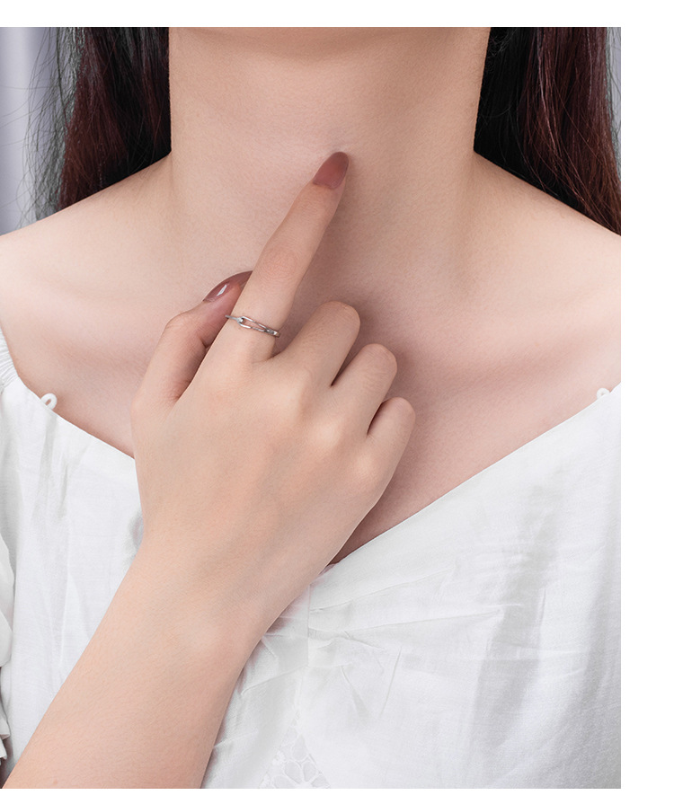 Simple Style Geometric Sterling Silver Open Ring Plating 925 Silver Rings