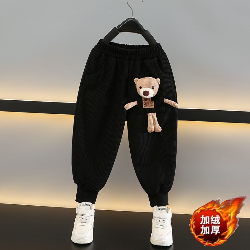 블랙-[3D 귀여운 곰 플러스 벨벳]