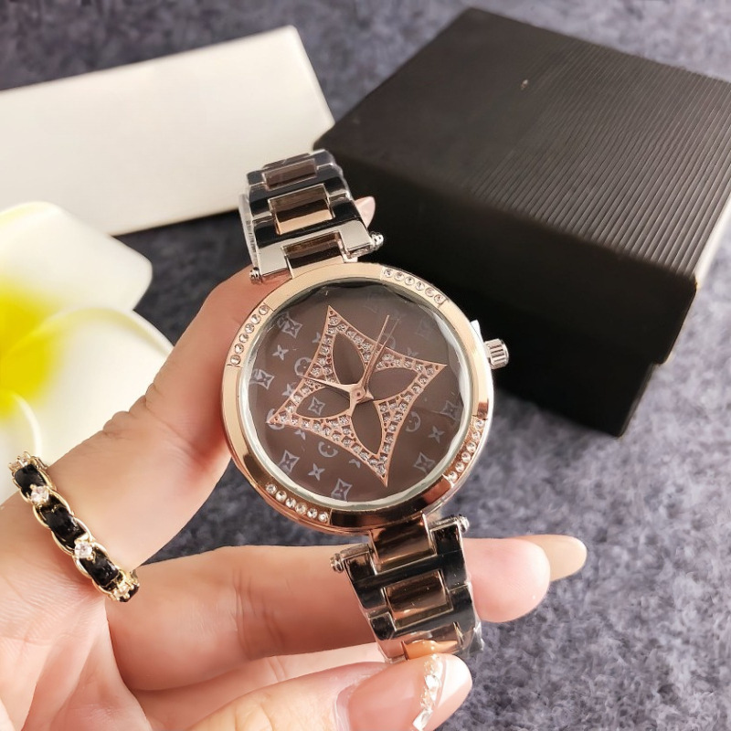 2025 New Quartz Cross-Border Foreign Trade Diamond-Encrusted Women's High-End Steel Band Watch