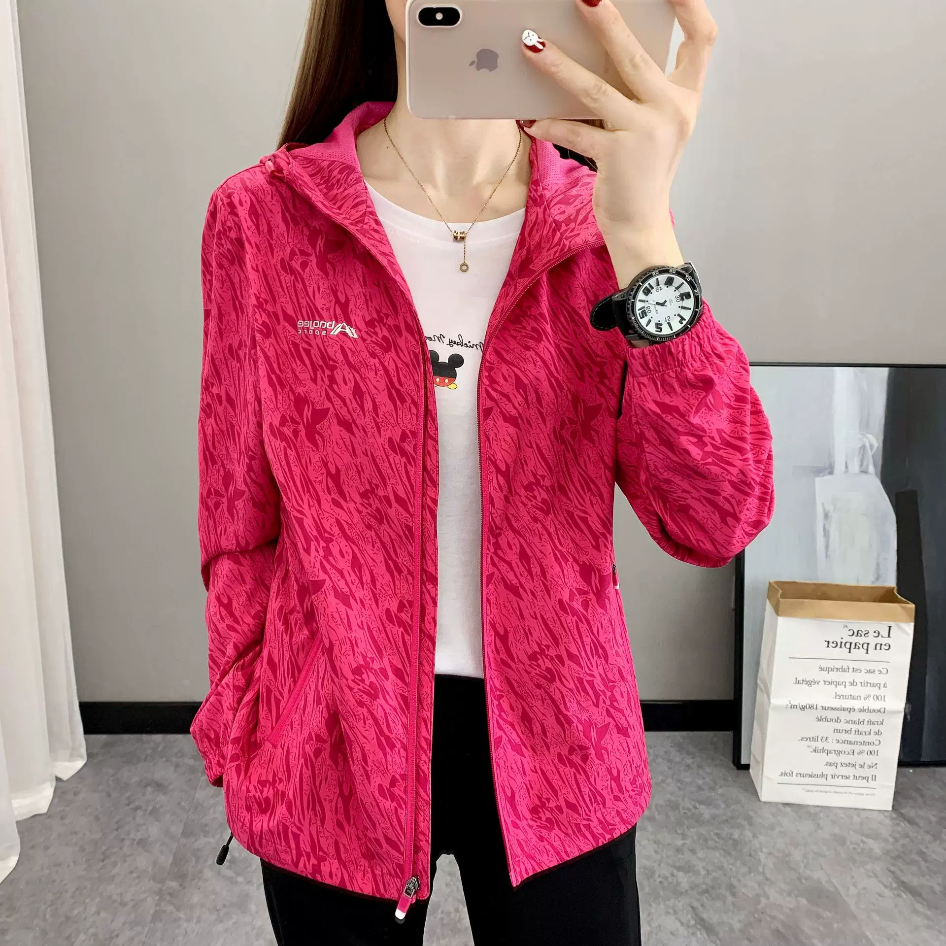 2023豹迹新款迷彩女款连帽网眼内衬风衣登山服