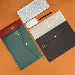 Cross-border Business Snaps File Bag A4 Vintage Storage Material Thickened Waterproof PP Envelope Bag Office File Bag