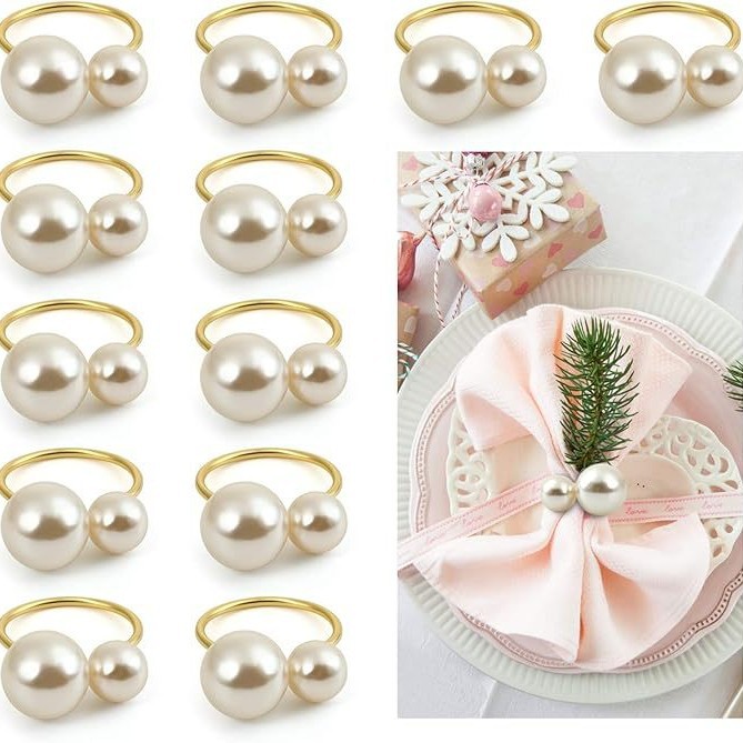 Cross-Border Pearl Napkin Rings, Napkin Holders for Hotel Weddings, Valentine's Day Table Settings, Western-Style Napkin Rings, Napkin Circles