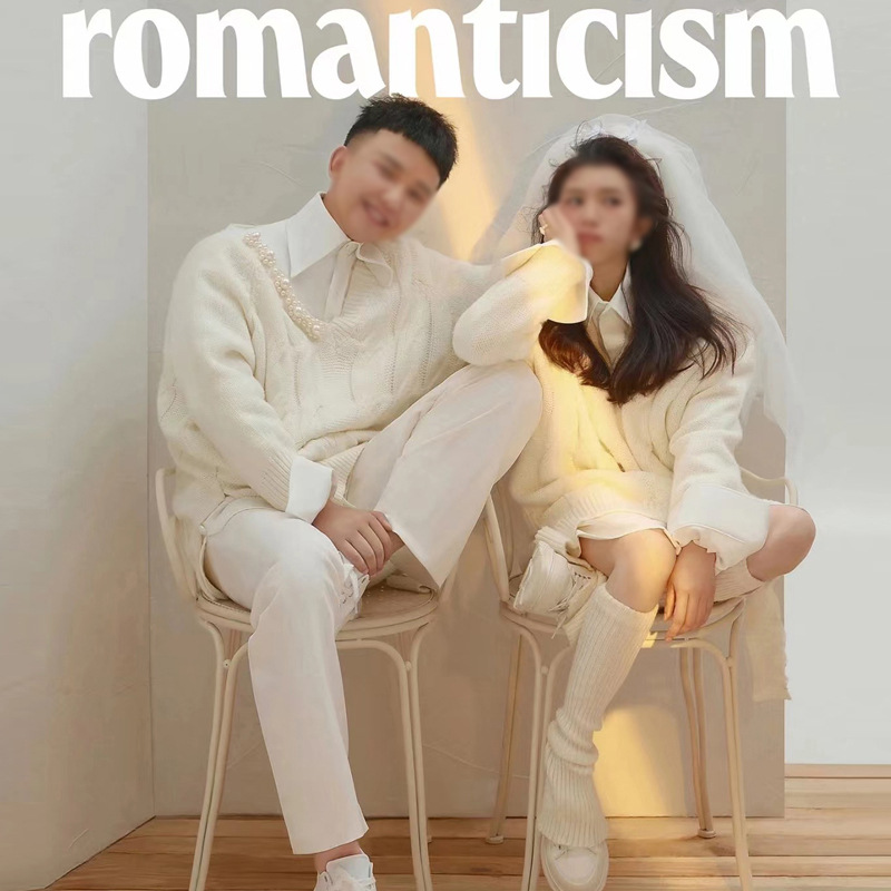 (2개) 새로운 한국식 사진 스튜디오 커플 사진 사진 촬영 게으른 스타일 스웨터 실내 간단한 작은 신선한 사진 테마 의류