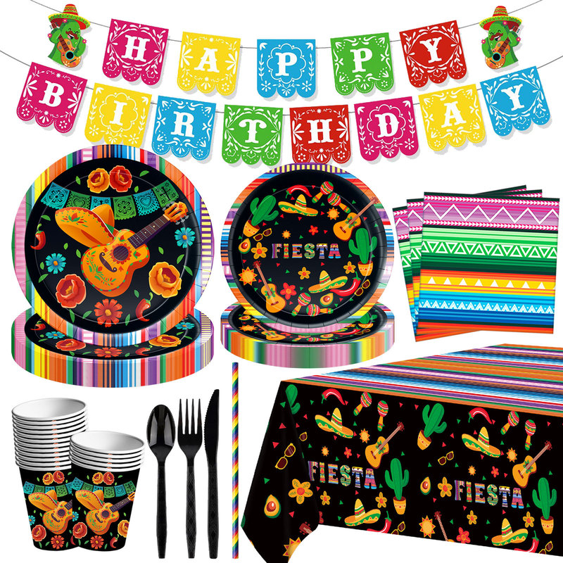 in stock Mexico Carnival Carnival Theme Paper Cup Tablecloth Paper Plate Tissue Party Tableware Flag Pull suit Pack in stock Mexico Carnival Carnival Theme Paper Cup Tablecloth Paper Plate Tissue Party Tableware Flag Pull suit Pack