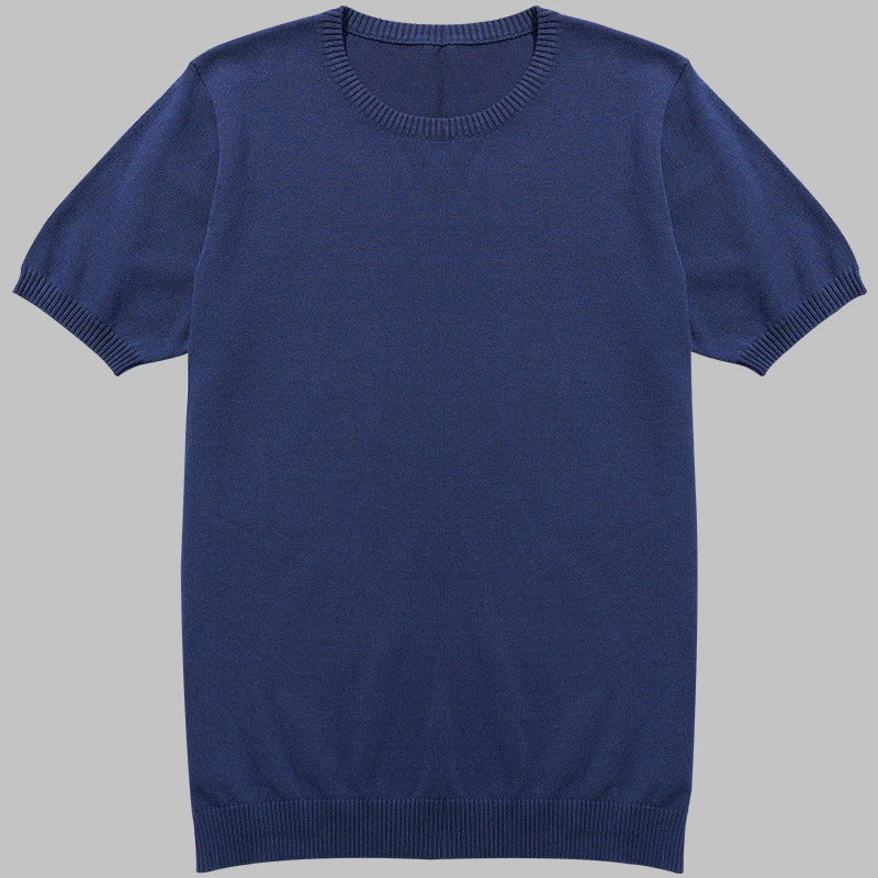 2023 свитер с круглым вырезом, Мужская Однотонная футболка с коротким рукавом, свитер, новый мужской тонкий пуловер с V-образным вырезом