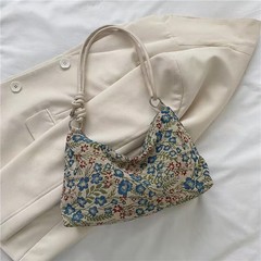 ニッチバッグ女性 2025 新しいスタイルエスニックスタイルシンプルなショルダーバッグキャンバス脇の下バッグチェーンハンドバッグ