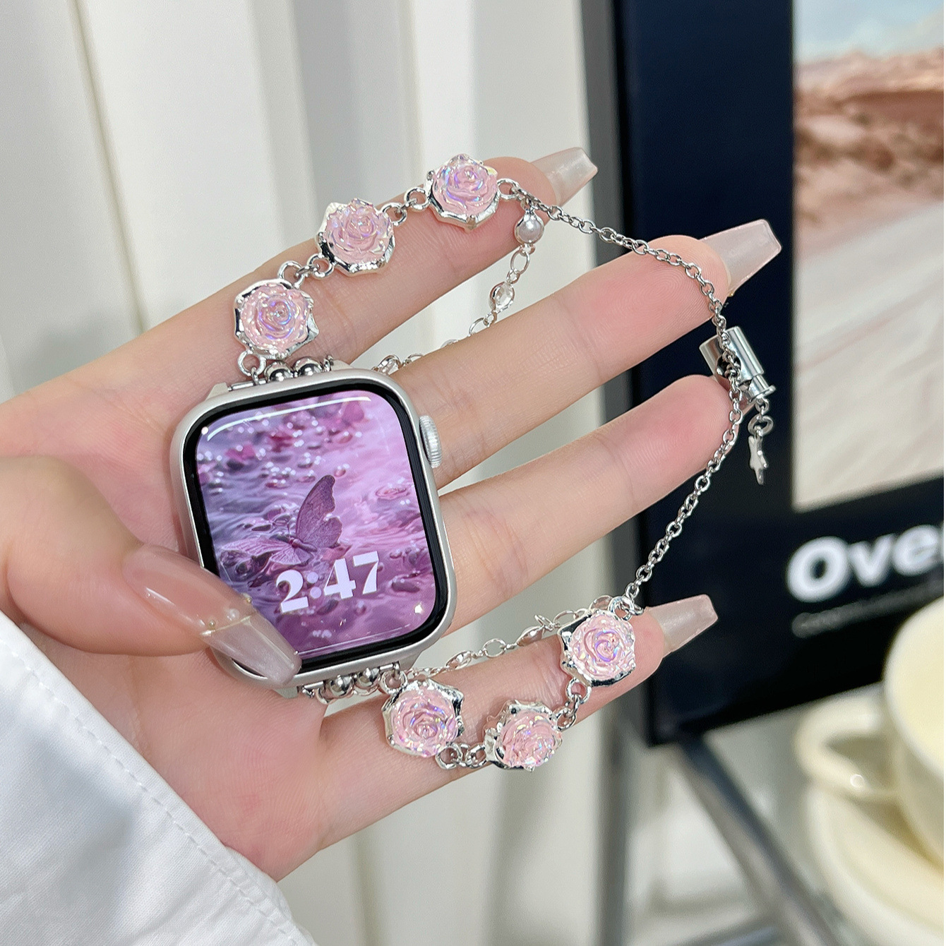 New Camellia Beaded Bracelet Women's ApplewatchS9 Watch with iwatch87654 Apple se