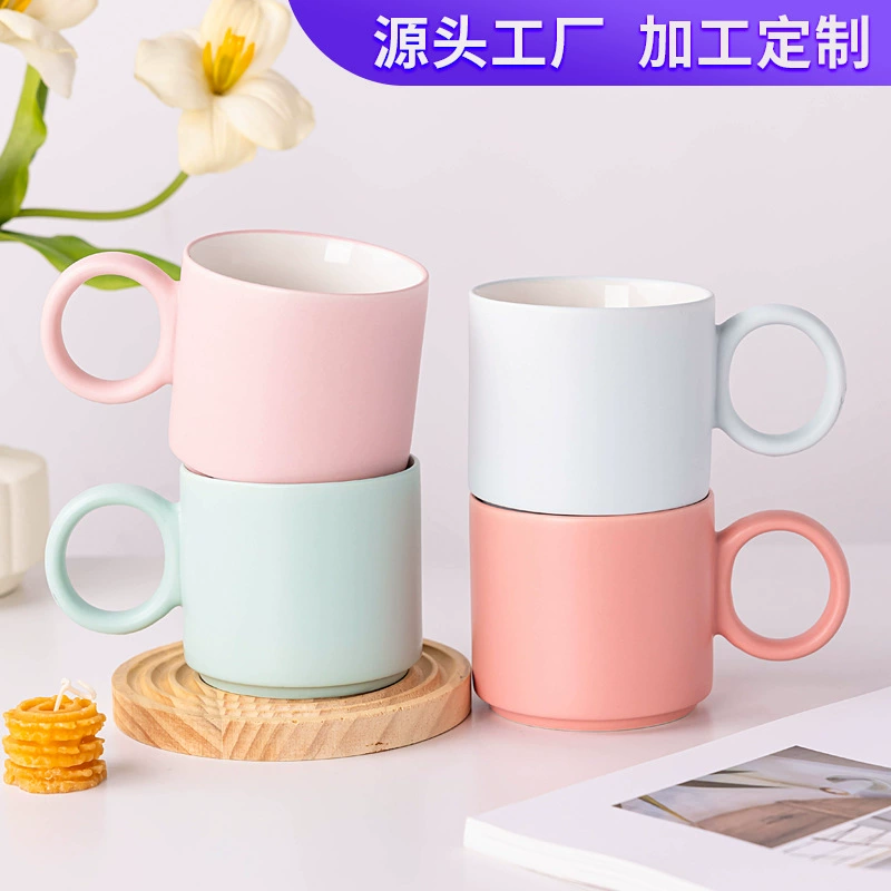 Matte cute fresh ceramic coffee tea cup, internet celebrity, Birthday gift, custom-made