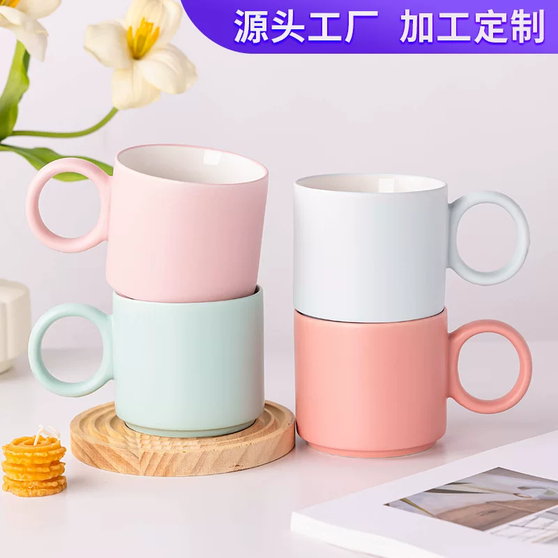 Matte cute fresh ceramic coffee tea cup, internet celebrity, Birthday gift, custom-made