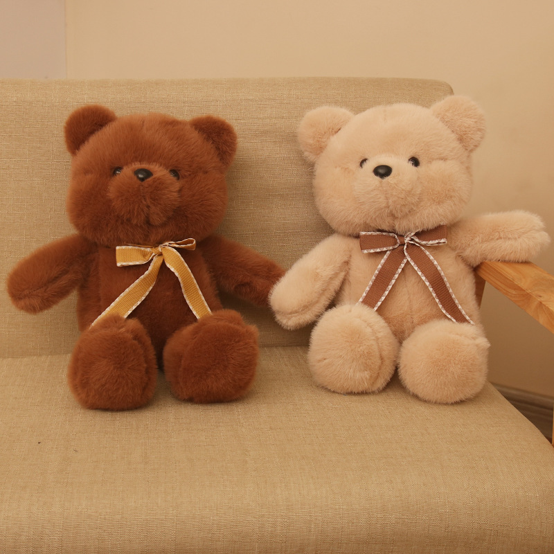 Vestido de visón dorado, pajarita, oso de peluche, muñeco de peluche, muñeca de oso, juguete para niños, regalo para novio y novia