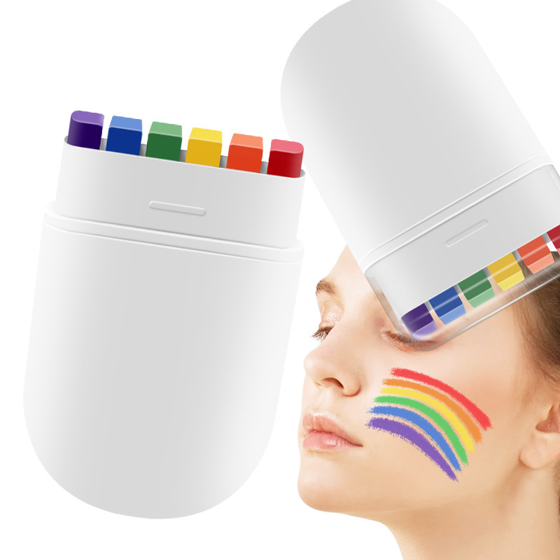 6 color rainbow face color diy graffiti children face painting world cup halloween party football oil color paint