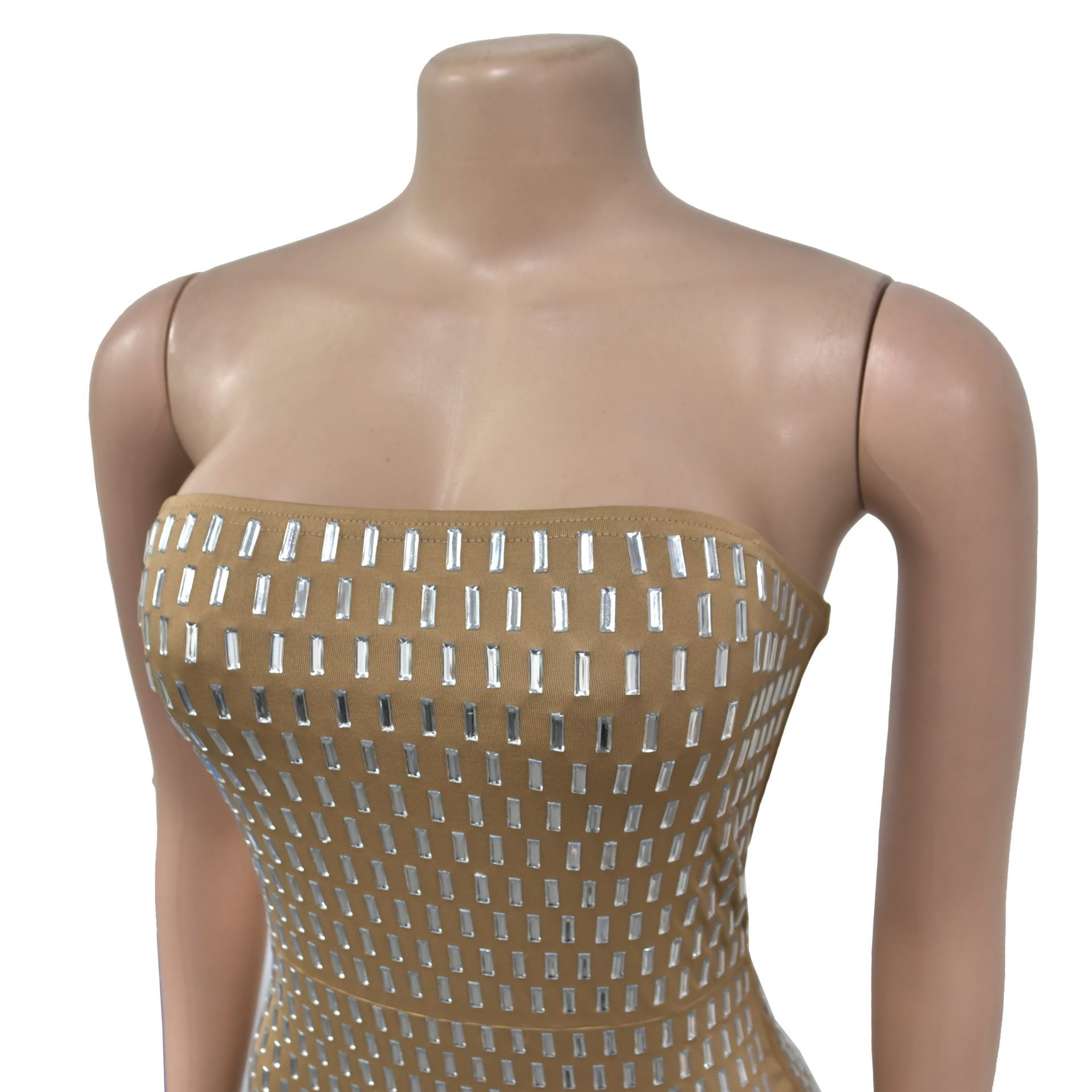 Abbigliamento da donna Moda femminile Hot Diamond Sexy Tube Top stretto con fianchi avvolti Gonna lunga sottile_voghion.com