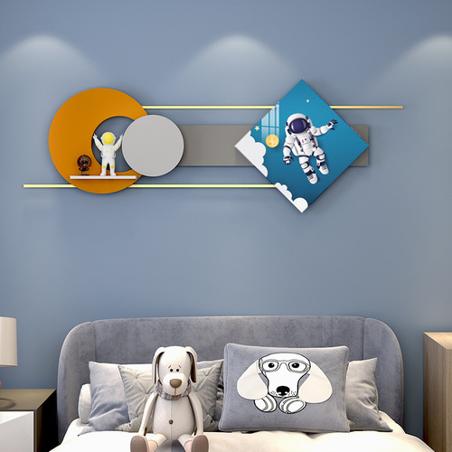 High-end creative children's room wall hanging 3D combination decorative painting restaurant wall decoration crystal porcelain painting wall ornament shelf