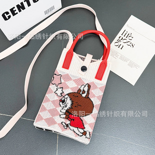 New Sanrio Cute Cartoon Knitted Phone Bag All-match High-end Messenger Bag Niche Mini Women's Shoulder Bag