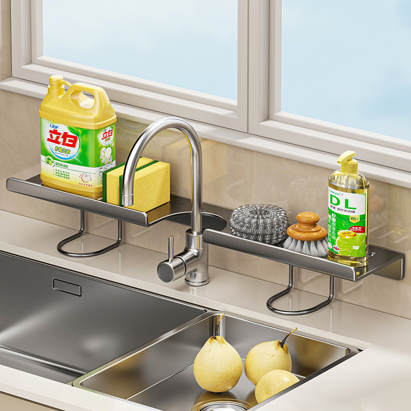 Manufacturer Supplies Kitchen Sink Faucet Drain Rack, Household Dishwashing Sink Cloth and Steel Wool Storage Rack