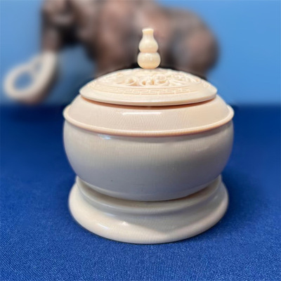 natural Mammoth Ivory Incense burner Retro Pure handwork carving Buddhist mood incensory indoor Vaporizer Arts and Crafts Ornaments