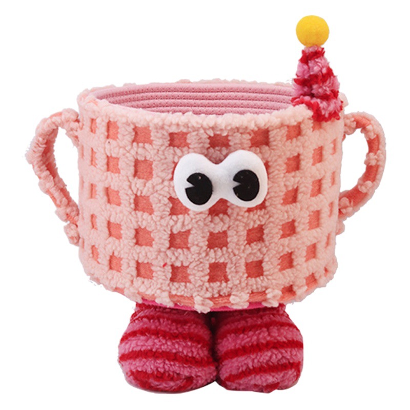 Monstruo de dibujos animados de escritorio merienda canasta de almacenamiento de cuerda de algodón de lana de cordero juguete organizar canasta de almacenamiento regalo decoración del hogar