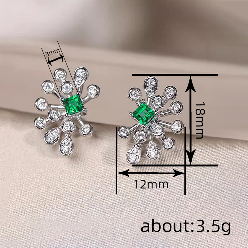 6g Weight 1 Pair Elegant Glam Luxurious Water Droplets Copper Zircon Ear Studs