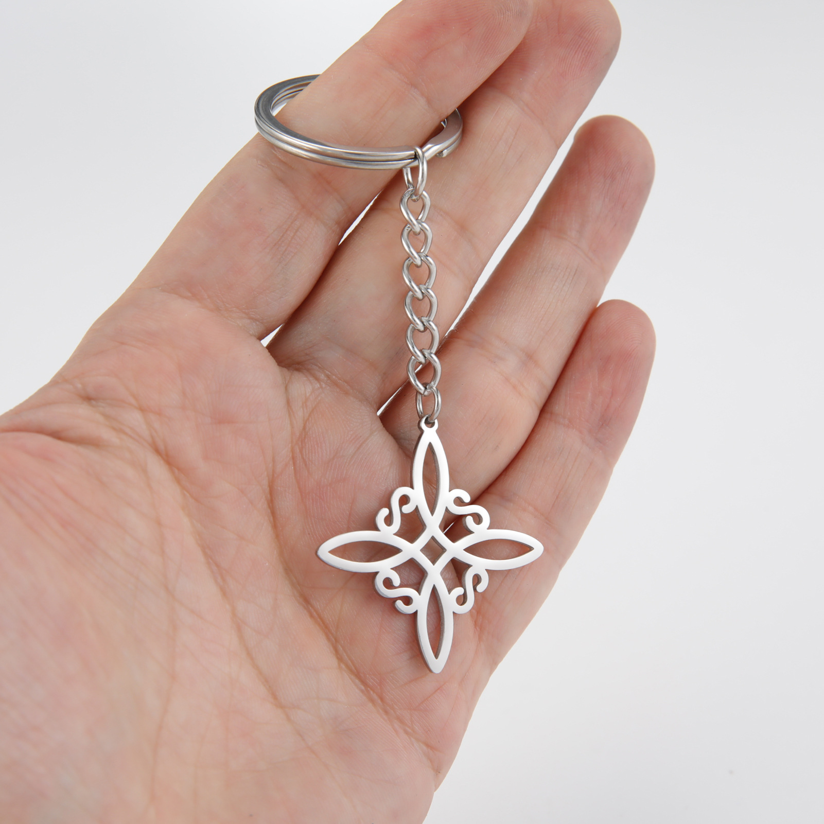 14g Weight Keychain Classification 1 Piece Quantity Daily Occasion Titanium Steel Material Witches Knot Pattern Women's Gender Simple Style Style Simple Style Witches Knot Titanium Steel Women's Bag Pendant Keychain 无