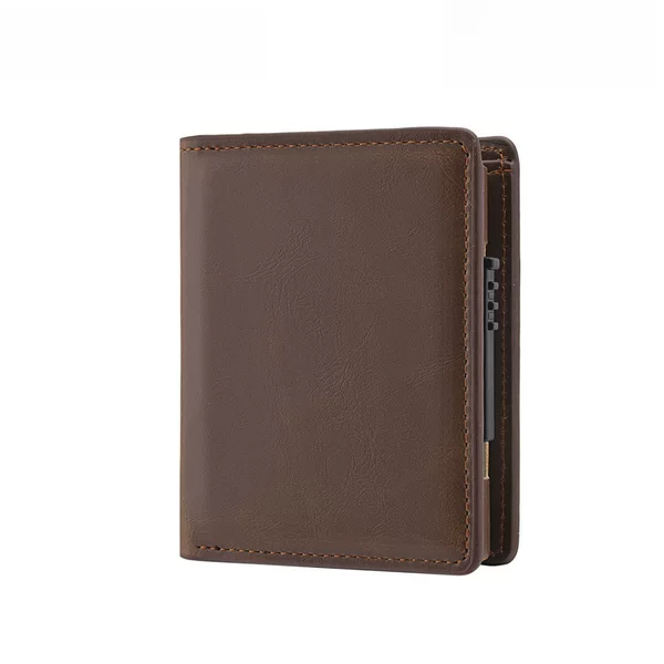 Amazon New Men's Short Wallet Automatic Pop-up Aluminum Alloy Card Case Anti-theft Brush Anti-magnetic Card Case Card Case