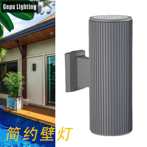 Outdoor wall lamp, outdoor waterproof double head up and down, courtyard exterior wall corridor door head door light round screw lamp holder