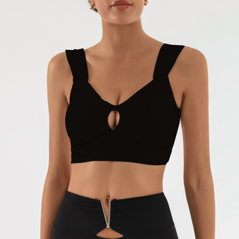 Comercio exterior cruzado Europa y América chaleco deportivo mujer cinturón de hombro amplio sensación de desnudez con cojín de pecho envuelto en el pecho chaqueta de yoga antichoque