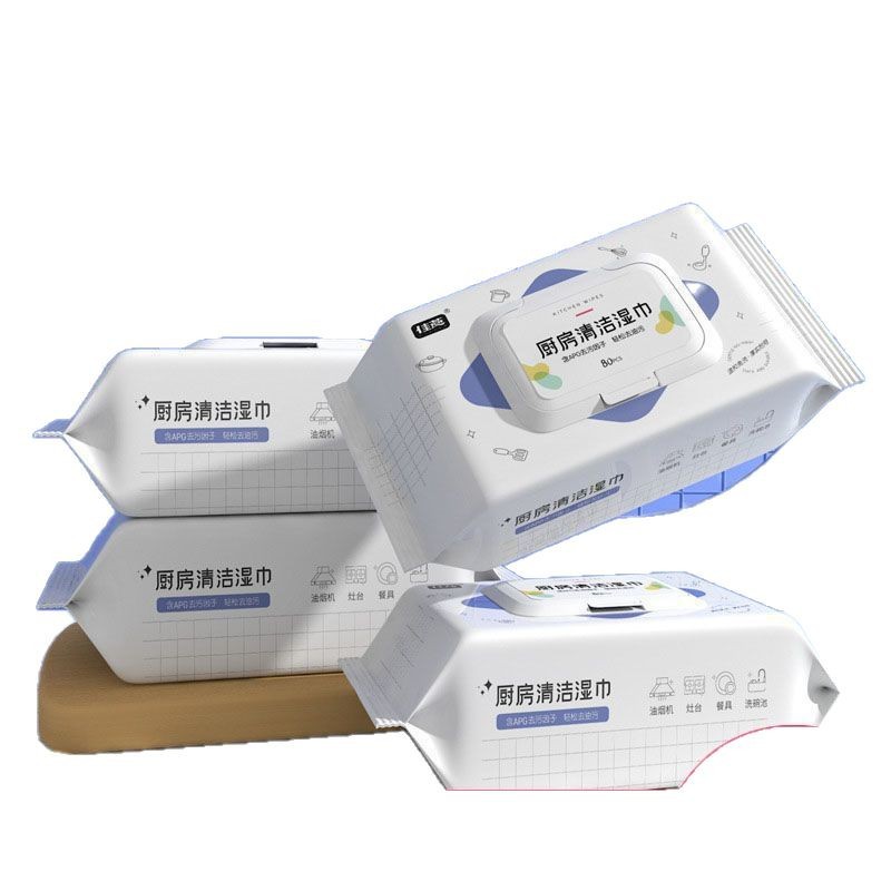 Nueva cocina limpia toalla de papel húmedo para eliminar la contaminación de aceite y aumentar el grosor de la bolsa 80