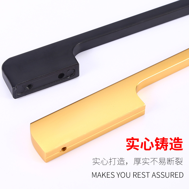 歐式衣櫃門拉手現代簡約鋅合金金色黑色鞋櫃櫥櫃美式加長櫃門把手