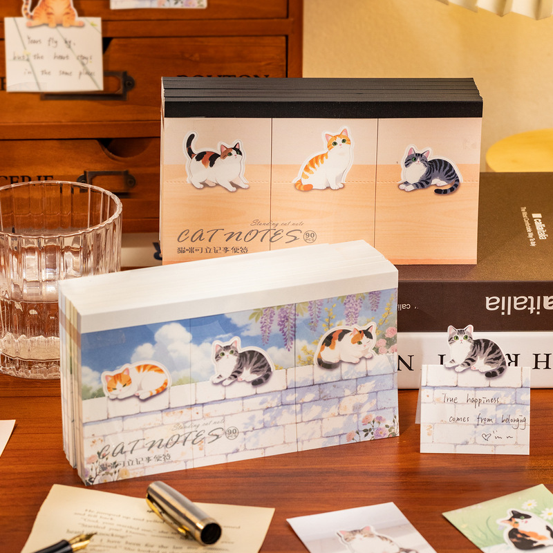 Cute and Creative Cat Illustration Memo Pad for Students' Notes and Messages