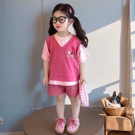 女童洋气套装2025夏装新款儿童休闲韩版运动两件套小女孩夏季潮衣