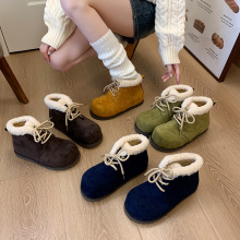 明星同款雪地靴2025冬季加绒加厚面包靴毛毛保暖棉鞋丑萌马丁短靴