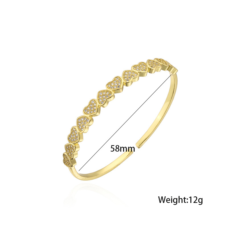 Fashion Heart Open Bracelet Copper 18k Gold-plated Jewelry Female display picture 1
