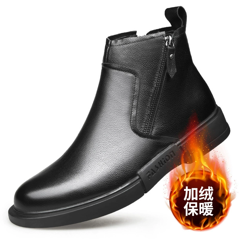 2022 Зимние новые мужские Ботинки Martin из натуральной кожи, мужские теплые хлопковые туфли на флисовой подкладке, повседневная кожаная обувь из мягкой кожи с мягкой подошвой 2717