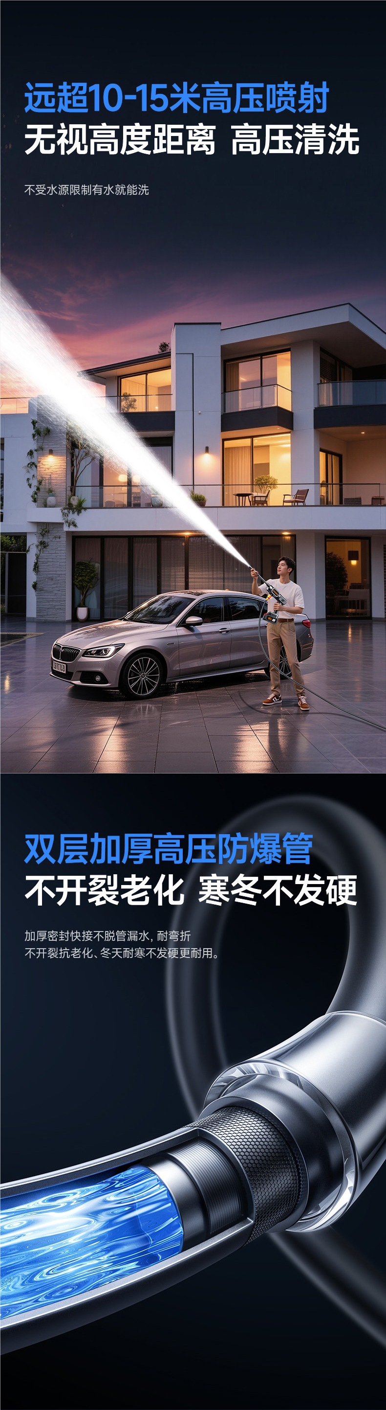 Car wash machine high-pressure water gun for home use, 2026 new model, wireless, portable, high-power lithium battery, super powerful pressure booster