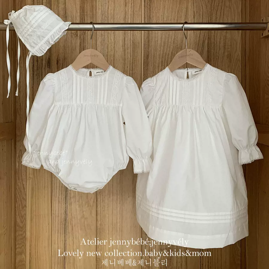 婴儿a类宝宝百日宴衣服女宝蕾丝花边长袖爬服韩版公主周岁连衣裙